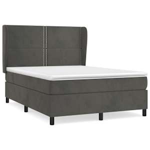 Box spring postel s matrací tmavě šedá 140x200 cm samet - obrázek 2