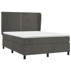 Box spring postel s matrací tmavě šedá 140x200 cm samet - obrázek 3