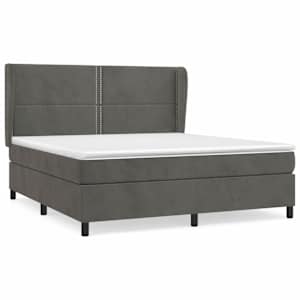 Box spring postel s matrací tmavě šedá 160x200 cm samet - obrázek 2