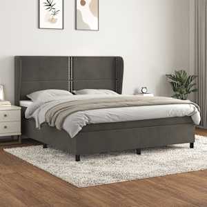 Box spring postel s matrací tmavě šedá 160x200 cm samet - obrázek 1