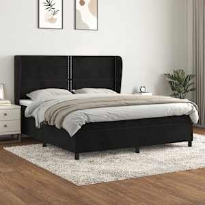 Box spring postel s matrací černá 160x200 cm samet - obrázek 1