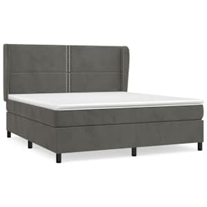 Box spring postel s matrací tmavě šedá 180x200 cm samet - obrázek 2