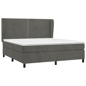 Box spring postel s matrací tmavě šedá 180x200 cm samet - obrázek 3