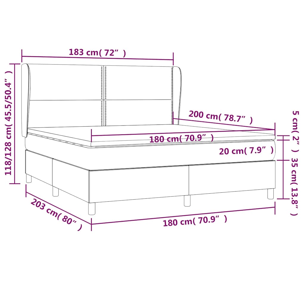 vidaXL Boxspringbett mit Matratze Dunkelgrün 180x200 cm Samt – Bild 8