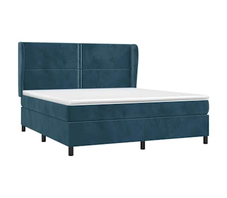 vidaXL Boxspring met matras fluweel donkerblauw 180x200 cm