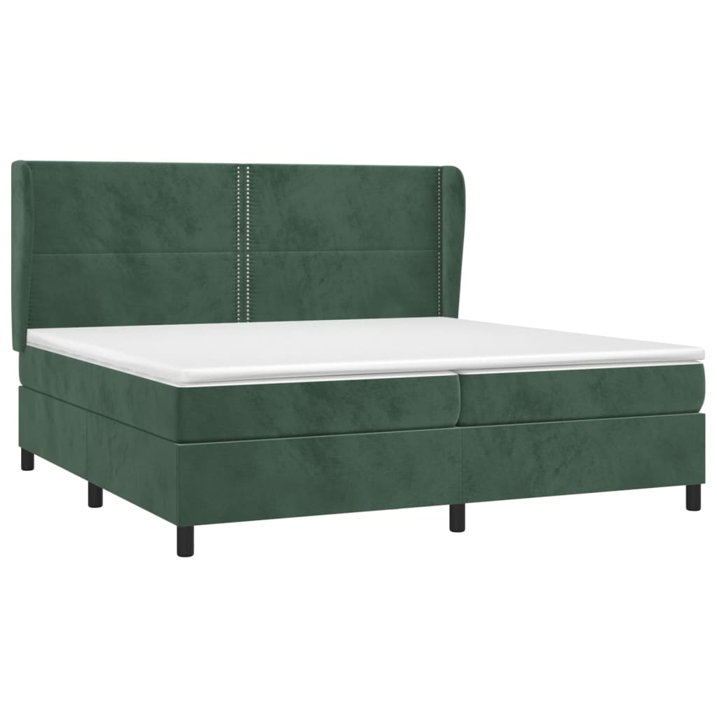 vidaXL Boxspring met matras fluweel donkergroen 200x200 cm afbeelding
