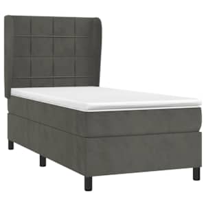 Box spring postel s matrací tmavě šedá 80 x 200 cm samet - obrázek 3