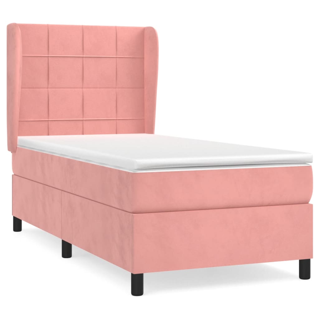 Thumbnail - vidaXL Boxspringbett mit Matratze Rosa 90x190 cm Samt