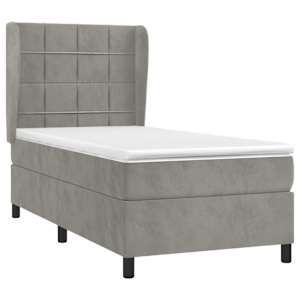 Box spring postel s matrací světle šedá 90x200 cm samet - obrázek 3