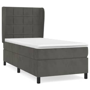 Box spring postel s matrací tmavě šedá 90x200 cm samet - obrázek 2