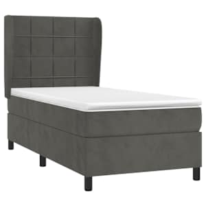 Box spring postel s matrací tmavě šedá 90x200 cm samet - obrázek 3