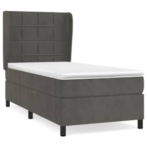 Box spring postel s matrací tmavě šedá 100x200 cm samet - obrázek 2