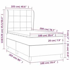 Box spring postel s matrací tmavě modrá 100x200 cm samet - obrázek 8