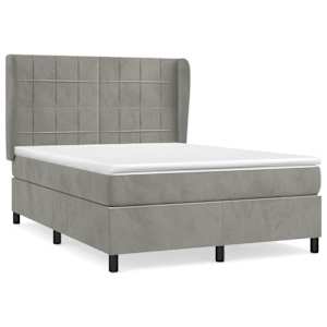Box spring postel s matrací světle šedá 140x190 cm samet - obrázek 2