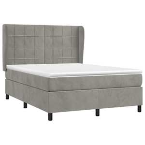 Box spring postel s matrací světle šedá 140x190 cm samet - obrázek 3