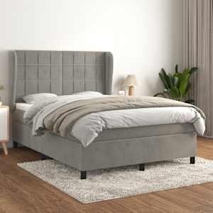 Box spring postel s matrací světle šedá 140x190 cm samet - obrázek 1