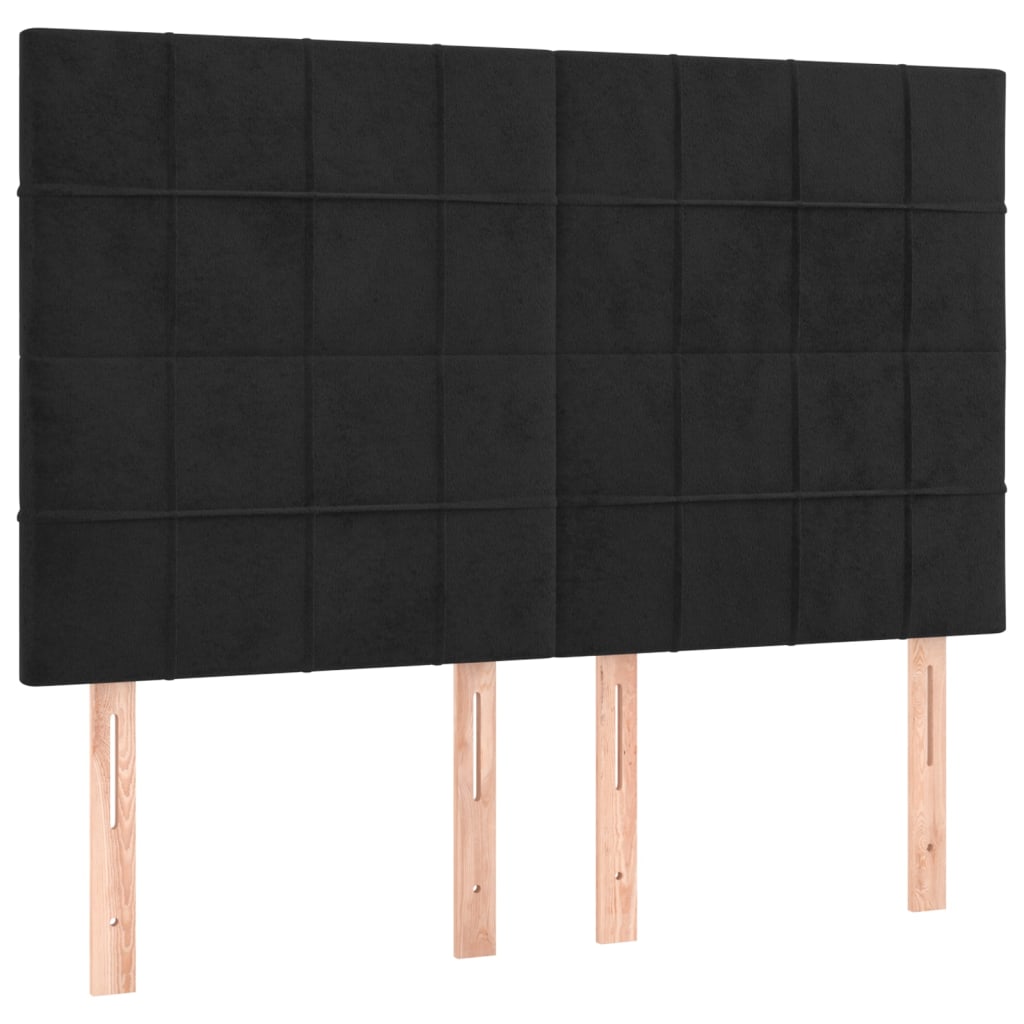 Pat box spring cu saltea, negru, 140x190 cm, catifea