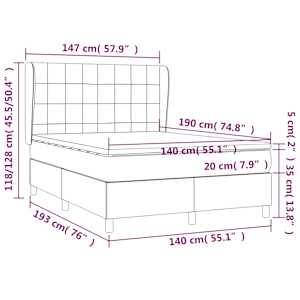 Box spring postel s matrací tmavě modrá 140x190 cm samet - obrázek 8
