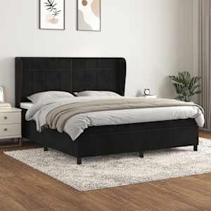 Box spring postel s matrací černá 160x200 cm samet - obrázek 1