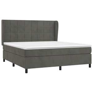 Box spring postel s matrací tmavě šedá 180x200 cm samet - obrázek 3