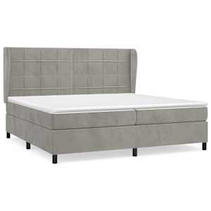 Box spring postel s matrací světle šedá 200x200 cm samet - obrázek 2