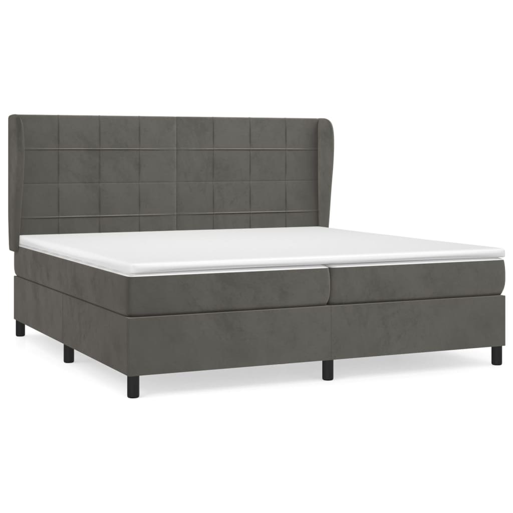 vidaXL Box spring postel s matrací tmavě šedá 200x200 cm samet