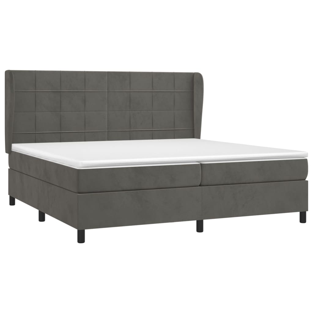 vidaXL Boxspring met matras fluweel donkergrijs 200x200 cm afbeelding