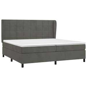 Box spring postel s matrací tmavě šedá 200x200 cm samet - obrázek 3