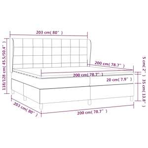 Box spring postel s matrací tmavě šedá 200x200 cm samet - obrázek 7