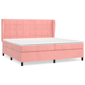 Box spring postel s matrací růžová 200x200 cm samet - obrázek 2