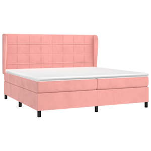Box spring postel s matrací růžová 200x200 cm samet - obrázek 3