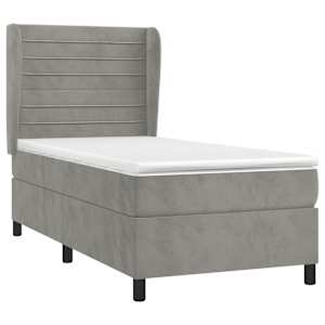 Box spring postel s matrací světle šedá 80 x 200 cm samet - obrázek 3