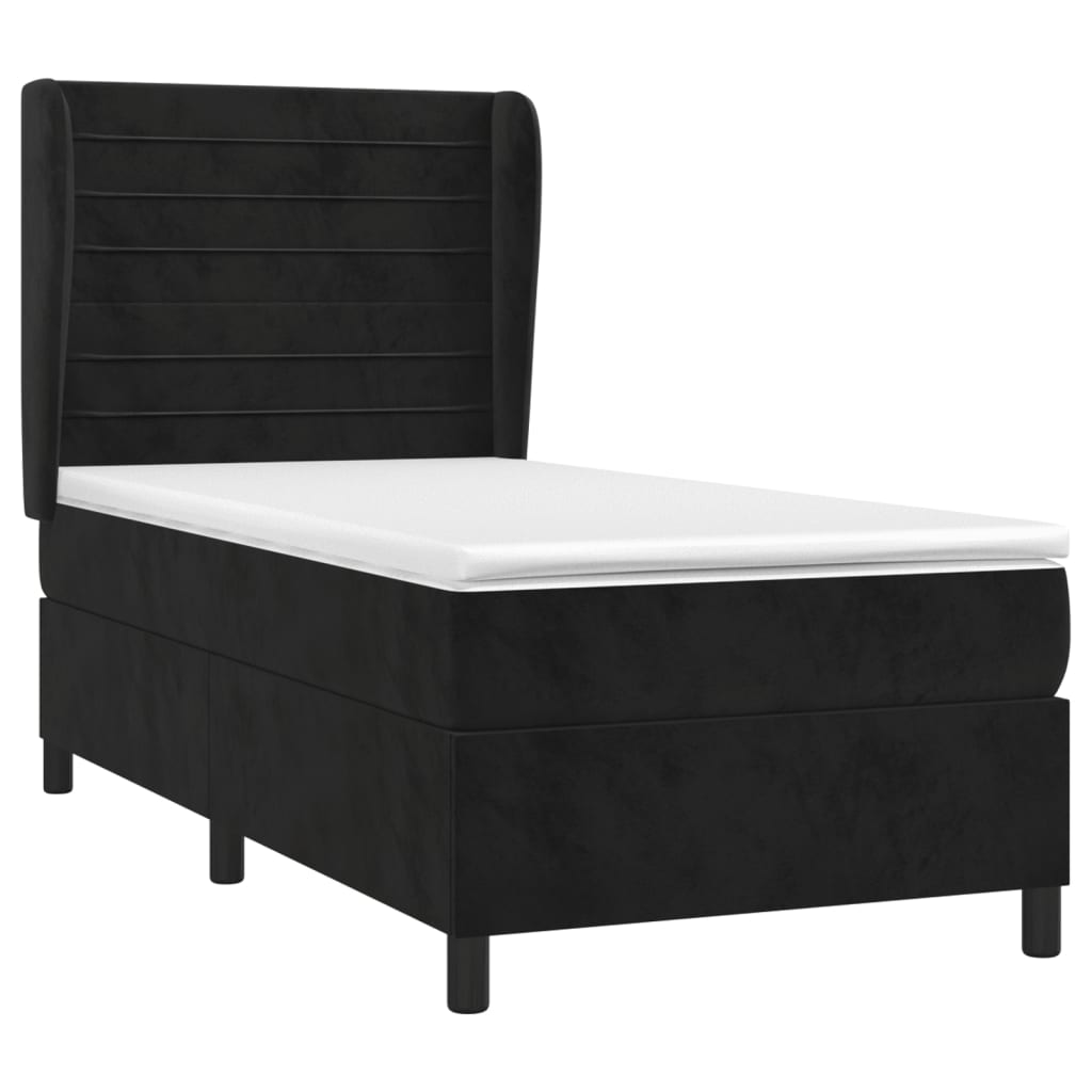 vidaXL Boxspring met matras fluweel zwart 80x200 cm afbeelding