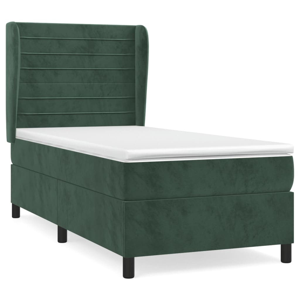 vidaXL Box spring postel s matrací tmavě zelená 80 x 200 cm samet