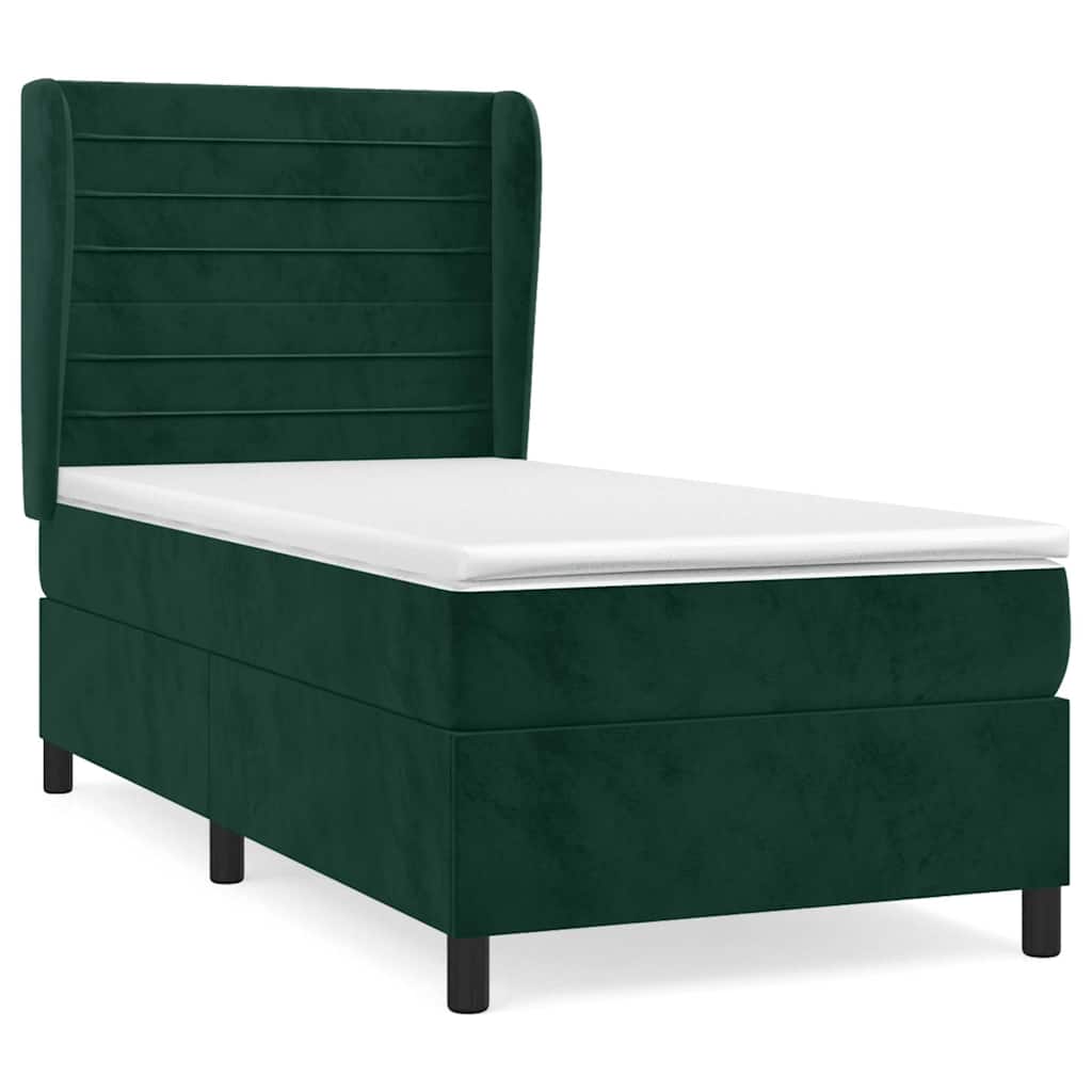 vidaXL Box spring postel s matrací tmavě zelená 80 x 200 cm samet