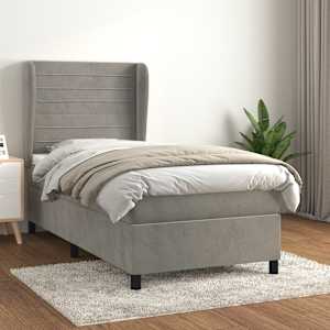 Box spring postel s matrací světle šedá 90x190 cm samet - obrázek 1