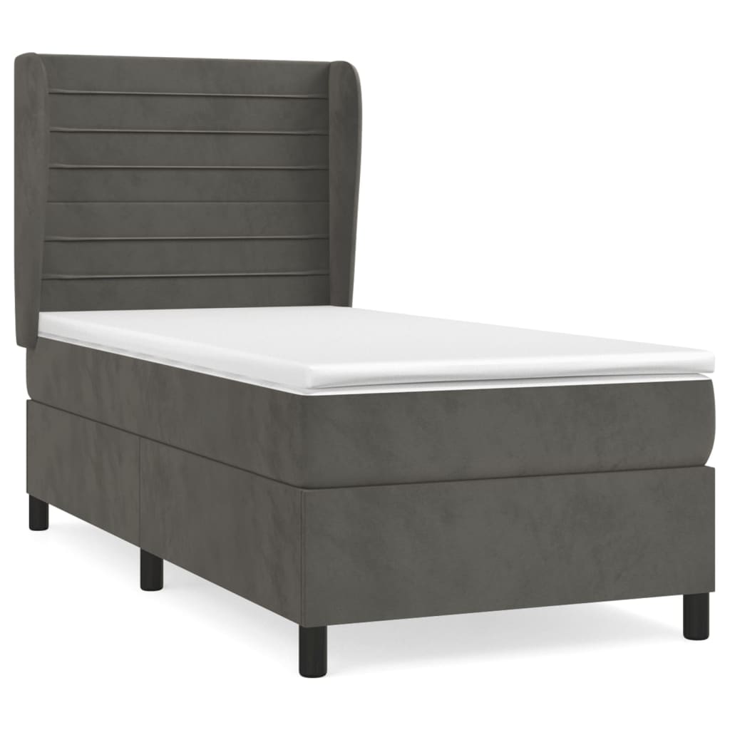 Thumbnail - vidaXL Boxspringbett mit Matratze Dunkelgrau 90x190 cm Samt