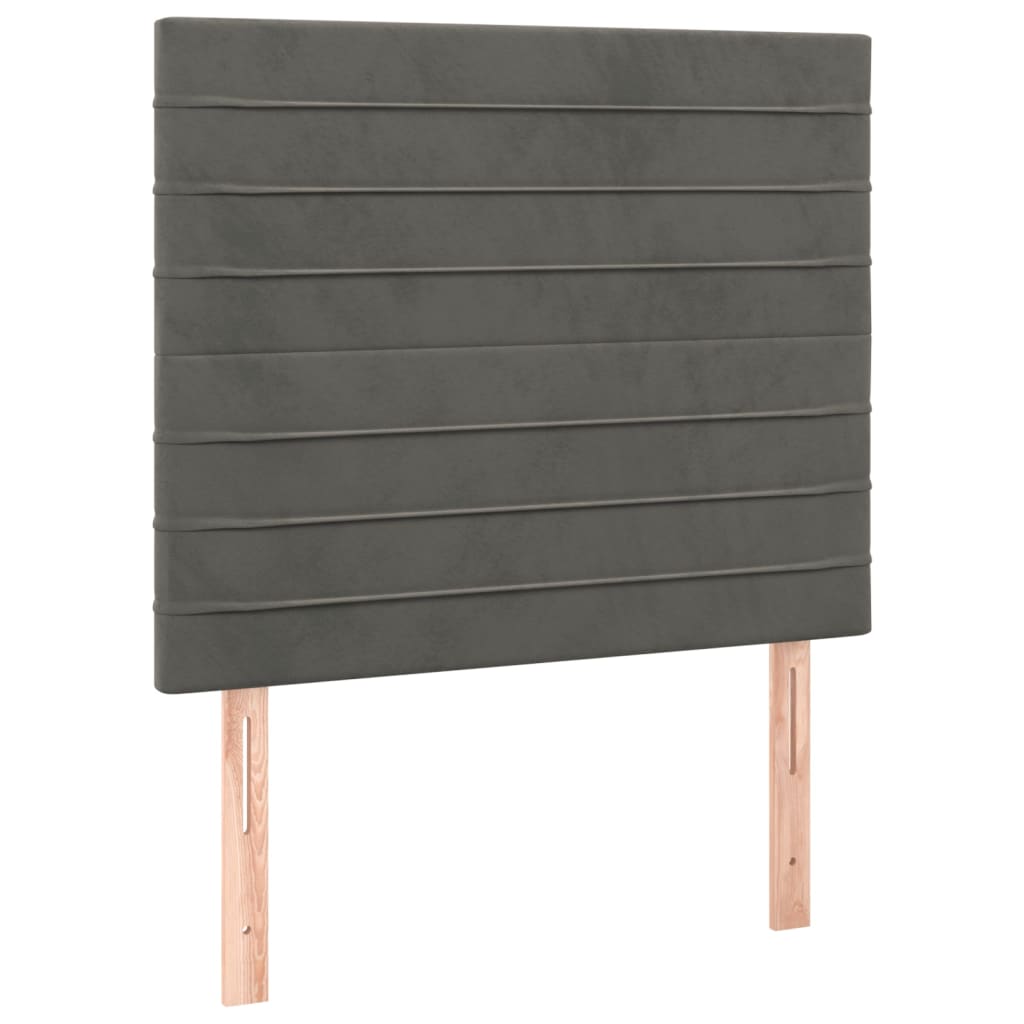 Pat box spring cu saltea, gri închis, 90x190 cm, catifea