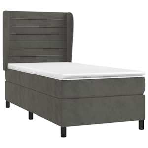 Box spring postel s matrací tmavě šedá 90x190 cm samet - obrázek 3