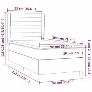 Box spring postel s matrací světle šedá 90x200 cm samet - obrázek 7