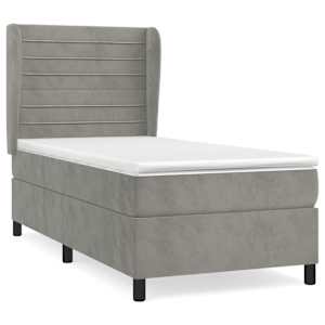 Box spring postel s matrací světle šedá 100x200 cm samet - obrázek 2