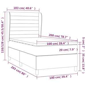 Box spring postel s matrací světle šedá 100x200 cm samet - obrázek 7