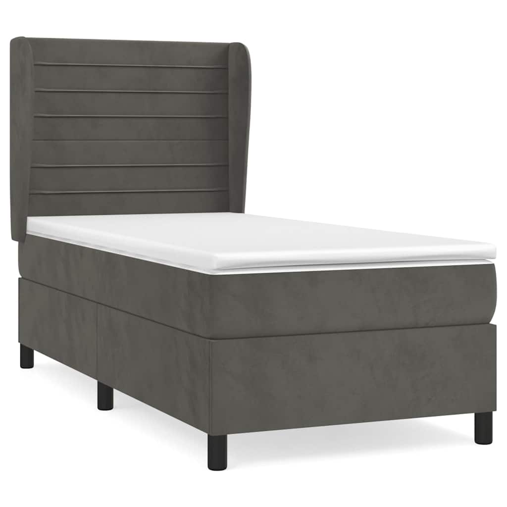 vidaXL Boxspring met matras fluweel donkergrijs 100x200 cm grijs, foto 3