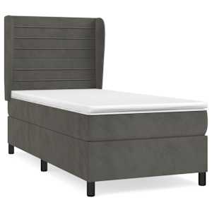 Box spring postel s matrací tmavě šedá 100x200 cm samet - obrázek 2