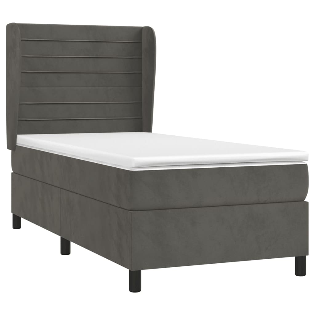 vidaXL Boxspring met matras fluweel donkergrijs 100x200 cm afbeelding
