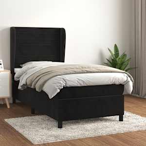 Box spring postel s matrací černá 100x200 cm samet - obrázek 1