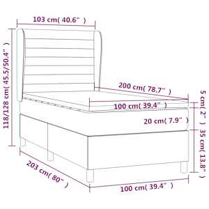 Box spring postel s matrací tmavě modrá 100x200 cm samet - obrázek 8
