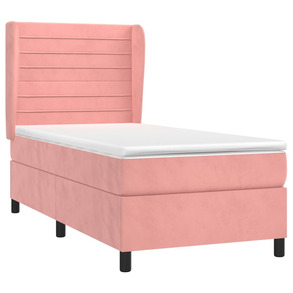 Thumbnail - vidaXL Boxspringbett mit Matratze Rosa 100x200 cm Samt