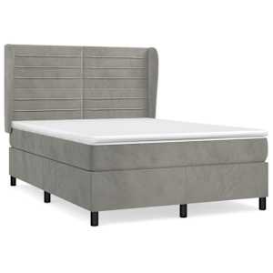 Box spring postel s matrací světle šedá 140x190 cm samet - obrázek 2