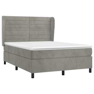 Box spring postel s matrací světle šedá 140x190 cm samet - obrázek 3
